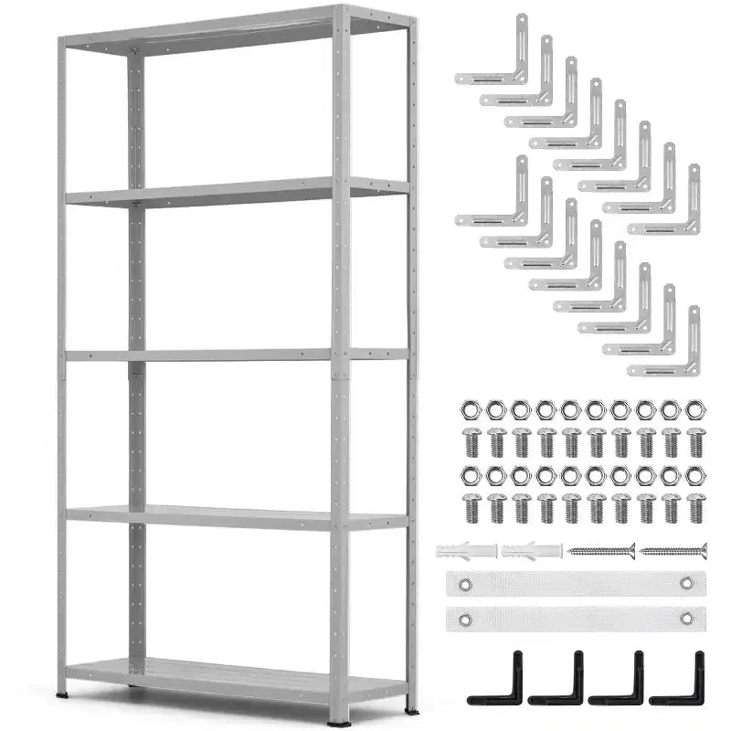 Étagère en acier robuste à 5 niveaux, étagère de rangement de garage d'une capacité de 227 kg avec hauteur réglable, étagères métalliques, étagères industrielles
