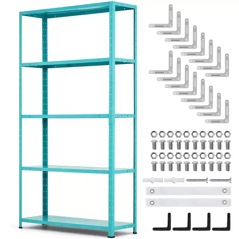 Étagère en acier robuste à 5 niveaux, étagère de rangement de garage d'une capacité de 227 kg avec hauteur réglable, étagères métalliques, étagères industrielles