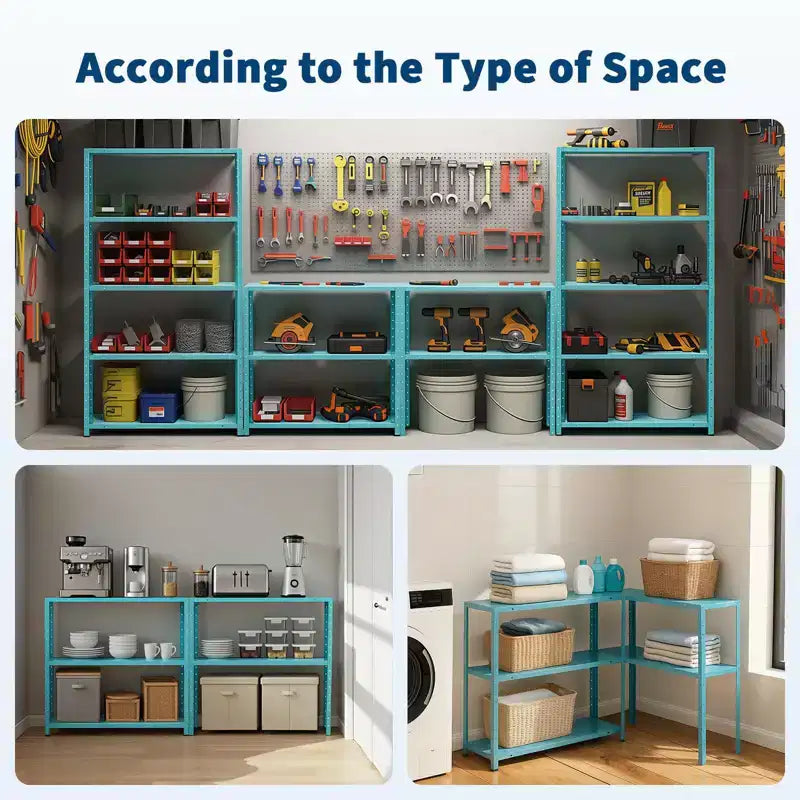 5 Tier Heavy Duty Steel Shelving Unit, 500 lbs Capacity Garage Storage Shelves with Adjustable Height, Metal Shelves, Industrial Shelves