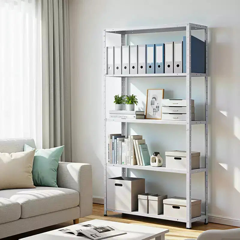 5 Tier Heavy Duty Steel Shelving Unit, 500 lbs Capacity Garage Storage Shelves with Adjustable Height, Metal Shelves, Industrial Shelves