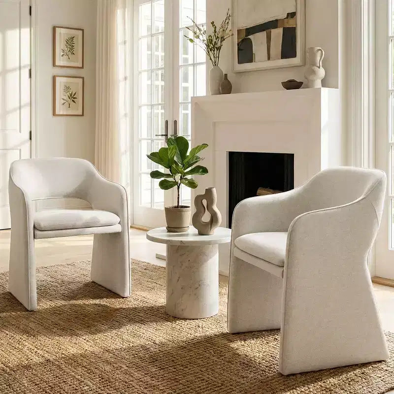 Lot de 2 chaises de salle à manger modernes rembourrées, chaises de salle à manger entièrement rembourrées avec dossier incurvé et accoudoir intégré, chaises d'appoint - Panipeachy