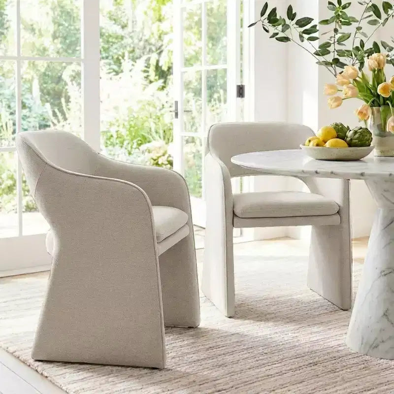 Lot de 2 chaises de salle à manger modernes rembourrées, chaises de salle à manger entièrement rembourrées avec dossier incurvé et accoudoir intégré, chaises d'appoint - Panipeachy