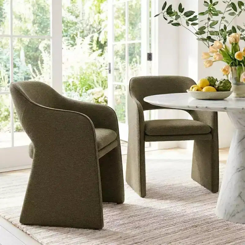 Lot de 2 chaises de salle à manger modernes rembourrées, chaises de salle à manger entièrement rembourrées avec dossier incurvé et accoudoir intégré, chaises d'appoint - Panipeachy