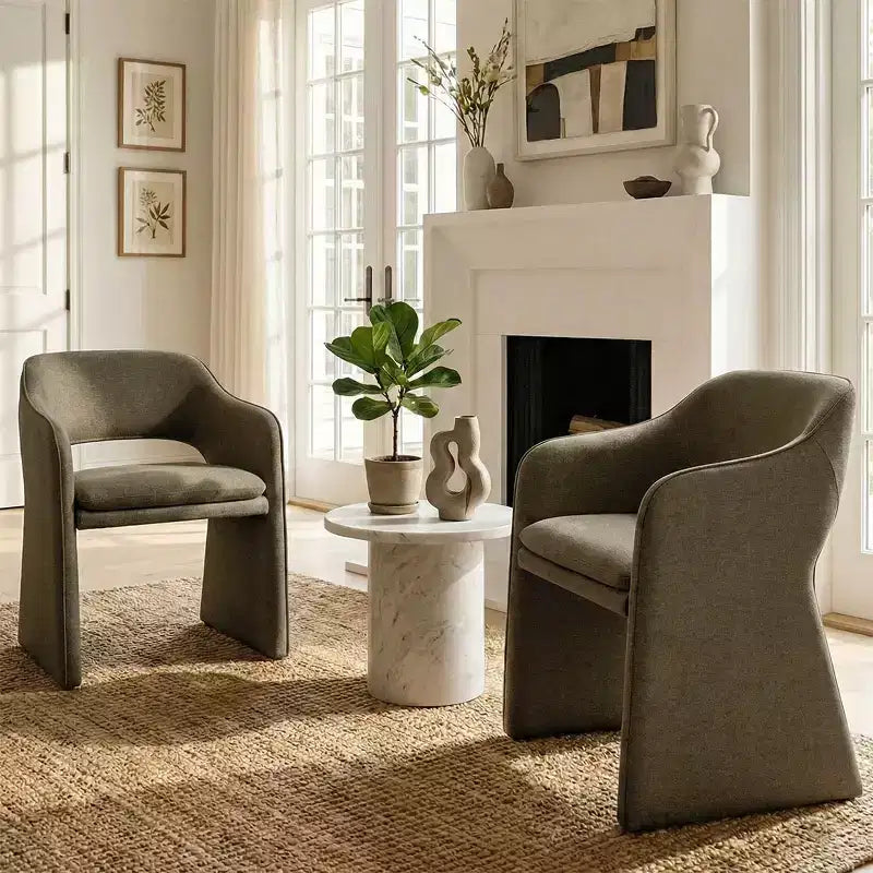 Lot de 2 chaises de salle à manger modernes rembourrées, chaises de salle à manger entièrement rembourrées avec dossier incurvé et accoudoir intégré, chaises d'appoint - Panipeachy