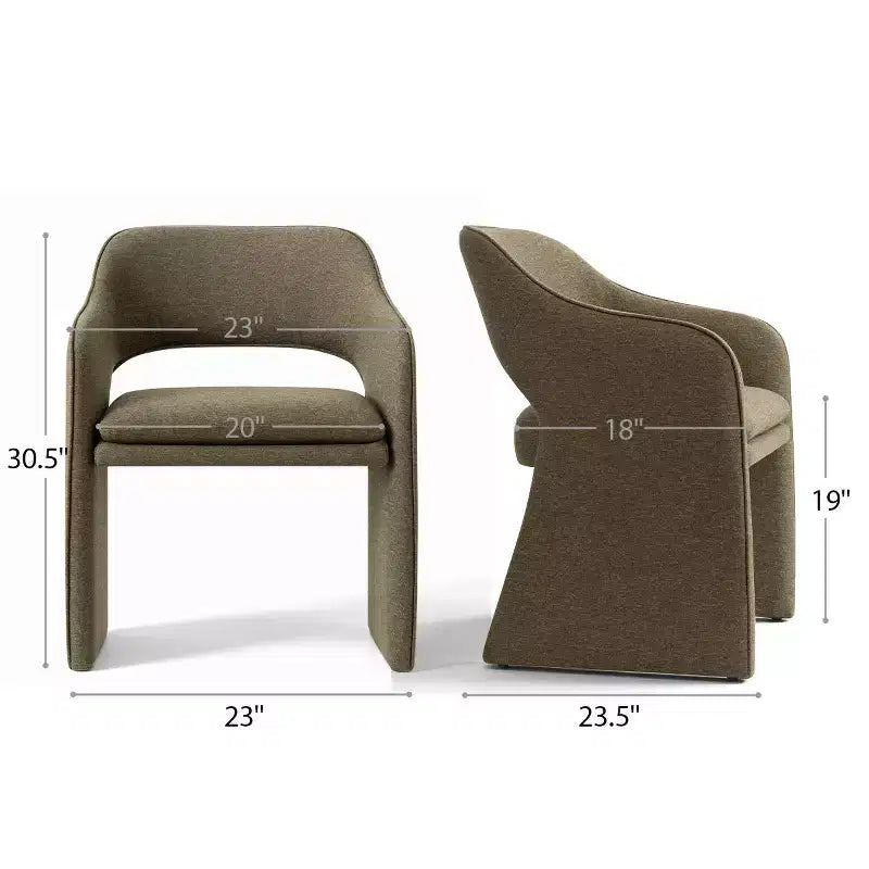 Lot de 2 chaises de salle à manger modernes rembourrées, chaises de salle à manger entièrement rembourrées avec dossier incurvé et accoudoir intégré, chaises d'appoint - Panipeachy
