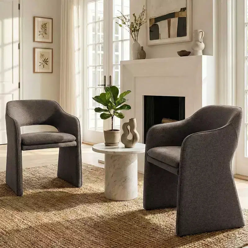 Modern Upholstered Dining Chairs Set of 2, Fully Padded Dining Room Chairs with Curved Backrest and Integrated Armrest, Accent Chairs-Panipeachy