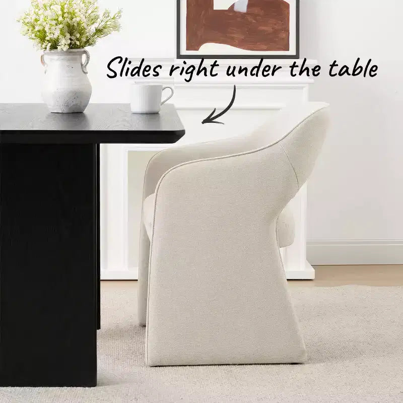 Lot de 2 chaises de salle à manger modernes rembourrées, chaises de salle à manger entièrement rembourrées avec dossier incurvé et accoudoir intégré, chaises d'appoint - Panipeachy
