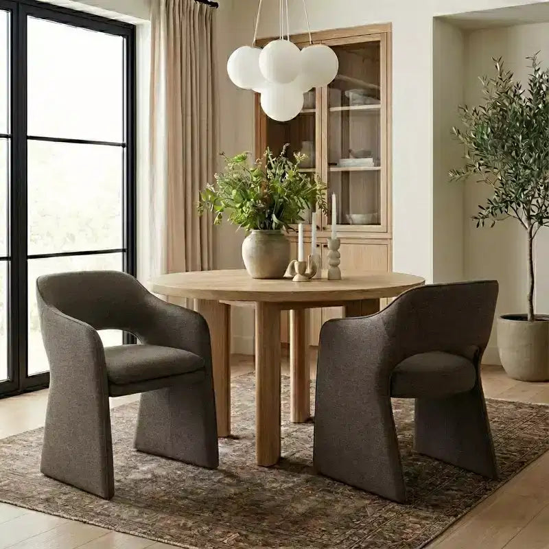 Modern Upholstered Dining Chairs Set of 2, Fully Padded Dining Room Chairs with Curved Backrest and Integrated Armrest, Accent Chairs-Panipeachy