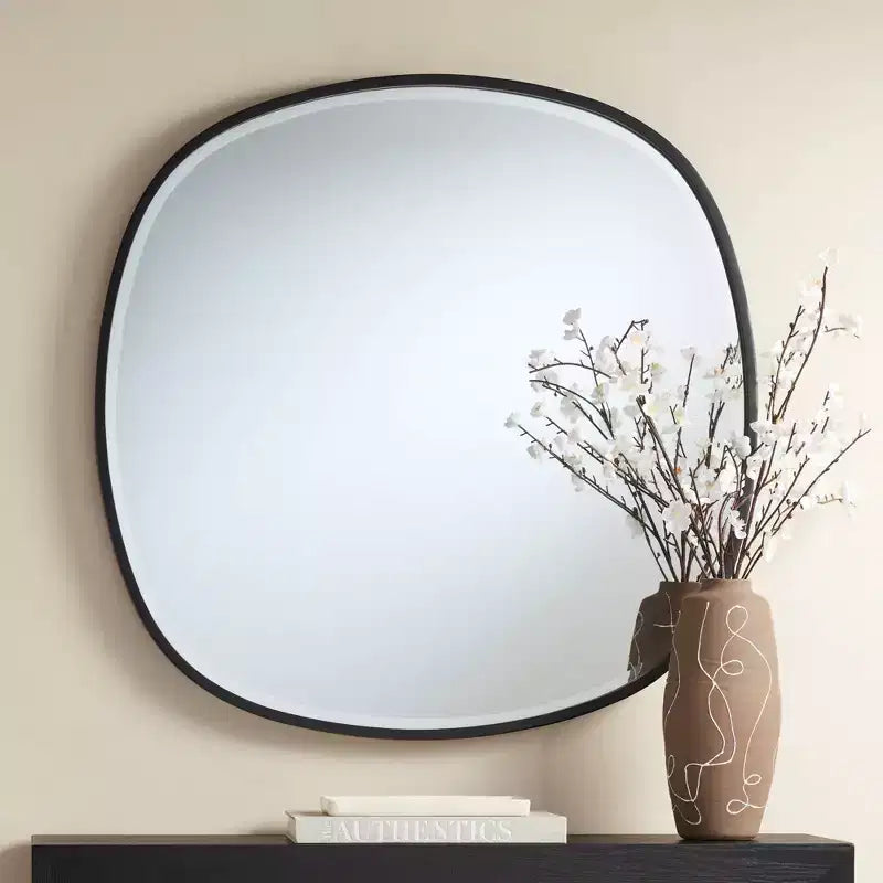Lot de 2 miroirs muraux ronds noirs, 34 pouces, cadre en fer, décoration contemporaine