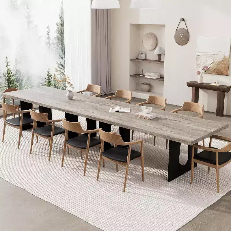 71 Table à manger moderne pour 6-8 personnes, grande table de cuisine avec pieds colonne robustes, parfaite pour la salle à manger, la cuisine ou la salle de conférence