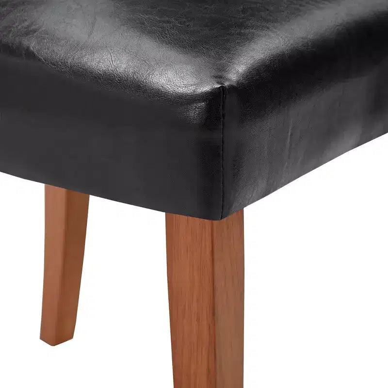 Tufted Faux Leather Dining Chairs Set of 2, Cherry, High Back, Rubberwood Frame