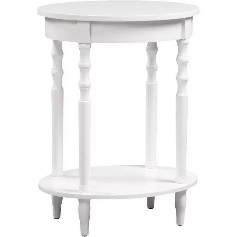 Table d'appoint ovale en bois massif avec étagère inférieure, pieds tournés, noir, 61 cm (H) x 51 cm (l)