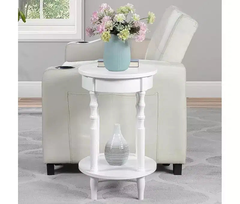 Table d'appoint ovale en bois massif avec étagère inférieure, pieds tournés, noir, 61 cm (H) x 51 cm (l)