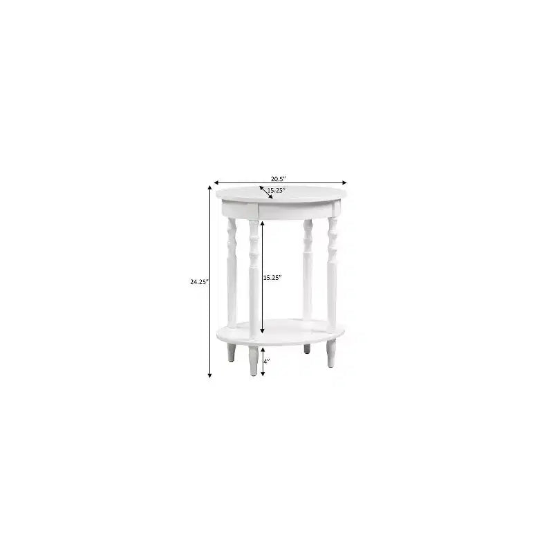 Table d'appoint ovale en bois massif avec étagère inférieure, pieds tournés, noir, 61 cm (H) x 51 cm (l)