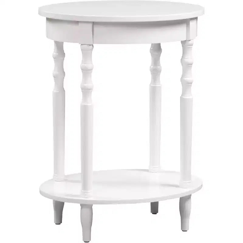 Table d'appoint ovale en bois massif avec étagère inférieure, pieds tournés, noir, 61 cm (H) x 51 cm (l)