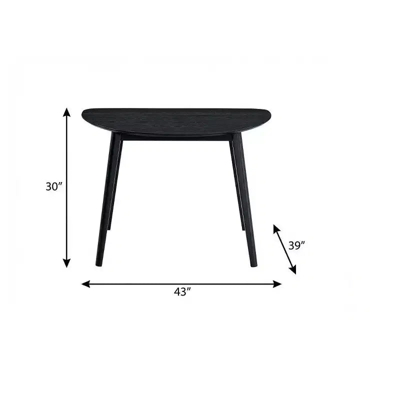 Table à manger noire en bois de 43 pouces, compacte 2 places, design moderne, plateau en MDF, base solide