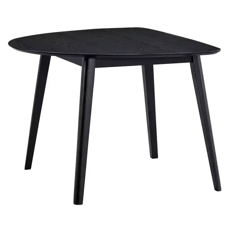 43 Inch Black Wood Dining Table, Compact 2-Seat, Modern Design, MDF Top Solid Base