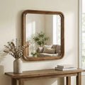 Roundhill Furniture Eldren Wood Frame Mirror, Walnut Finish