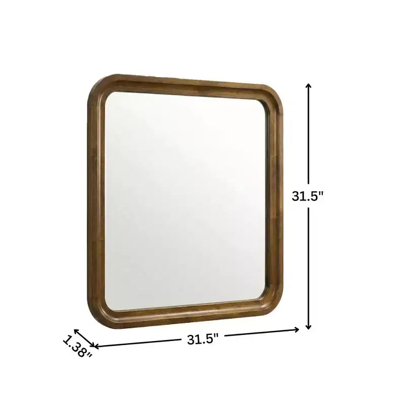Miroir mural carré en bois, finition noyer, 80 x 80 cm, décoration de chambre