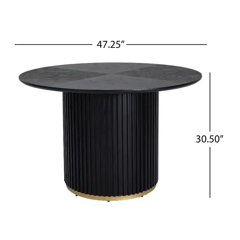 5-Piece Industrial Dining Set, Round Pedestal Table & 4 Upholstered Iron Chairs