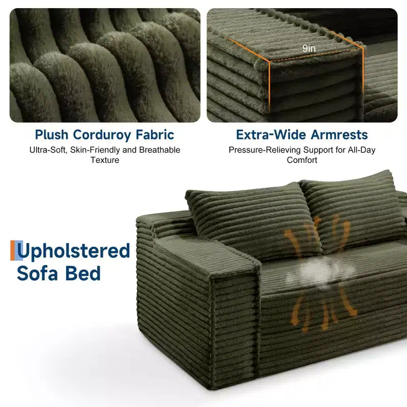 Canapé-lit convertible, canapé-lit sans armature avec 2 oreillers, canapé gigogne pliant, canapé-lit causeuse, futon pour salon et chambre
