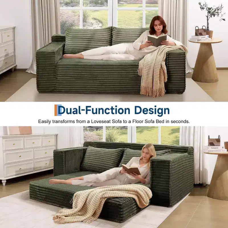 Canapé-lit convertible, canapé-lit sans armature avec 2 oreillers, canapé gigogne pliant, canapé-lit causeuse, futon pour salon et chambre