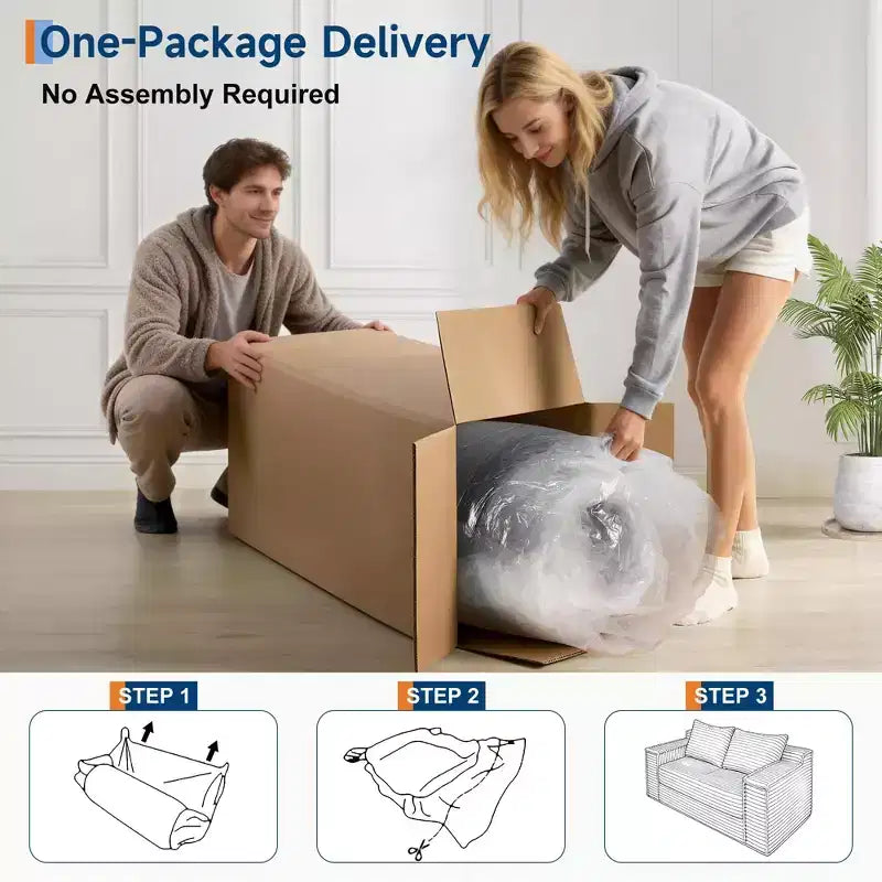 Convertible Sofa Bed, Boneless Couch Bed with 2 Pillow, Folding Pull Out Couch, Loveseat Sleeper Sofa, Futon Couch for Living Room Bedroom