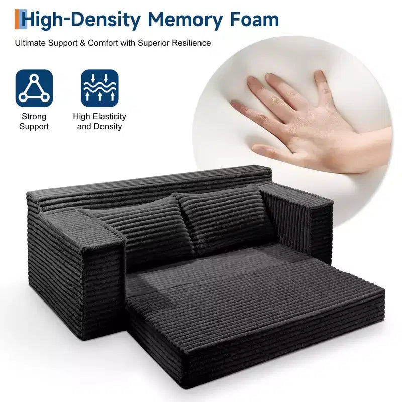 Canapé-lit convertible, canapé-lit sans armature avec 2 oreillers, canapé gigogne pliant, canapé-lit causeuse, futon pour salon et chambre