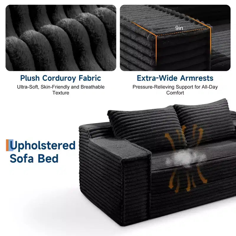 Canapé-lit convertible, canapé-lit sans armature avec 2 oreillers, canapé gigogne pliant, canapé-lit causeuse, futon pour salon et chambre