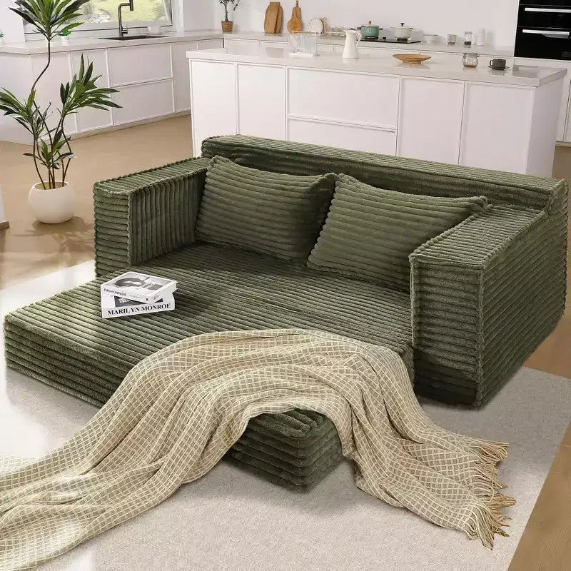 Convertible Sofa Bed, Boneless Couch Bed with 2 Pillow, Folding Pull Out Couch, Loveseat Sleeper Sofa, Futon Couch for Living Room Bedroom