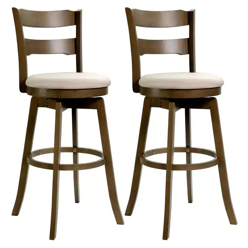 Costway 30.5 Swivel Barstools Set of 2/4 with Backrest & Upholstered Seat,Footrest for Pub Brown