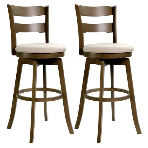 Costway 30.5 Swivel Barstools Set of 2/4 with Backrest & Upholstered Seat,Footrest for Pub Brown