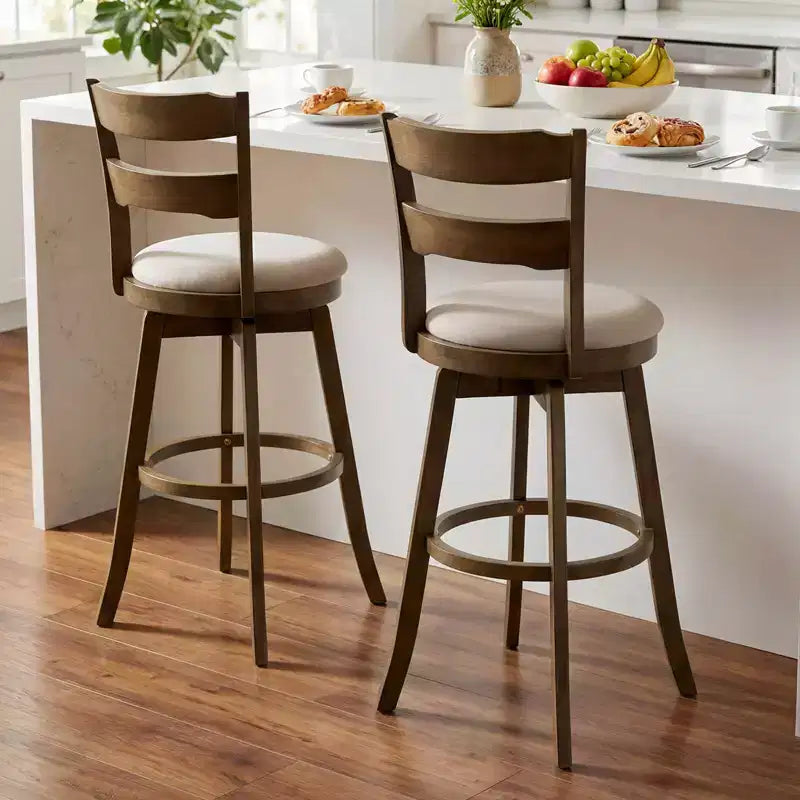 Tabourets de bar pivotants à 360° par lot de 2 ou 4, avec dossier haut rembourré, hauteur d'assise de 30,5 po, capacité de 350 lb
