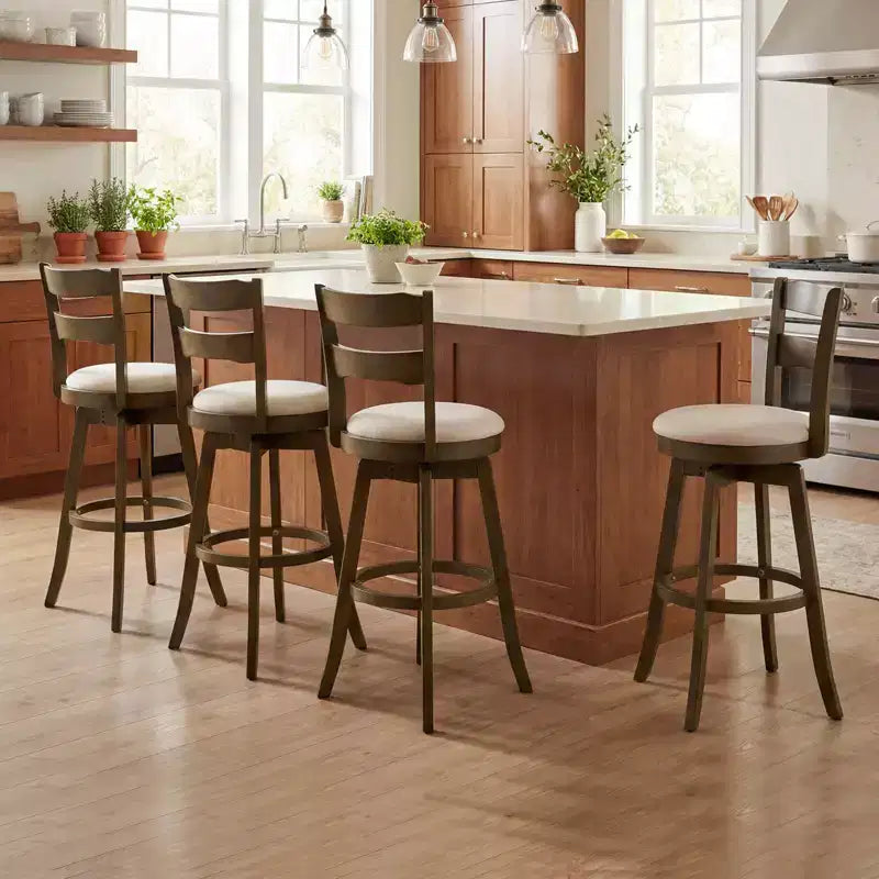 Tabourets de bar pivotants à 360° par lot de 2 ou 4, avec dossier haut rembourré, hauteur d'assise de 30,5 po, capacité de 350 lb