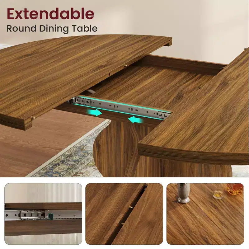 Table à Manger Ovale Extensible 120-160 cm, 4 à 8 Places, Plateau en Bois, Piètement Métal, Style Ferme