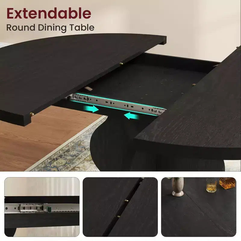 Table à Manger Ovale Extensible 120-160 cm, 4 à 8 Places, Plateau en Bois, Piètement Métal, Style Ferme