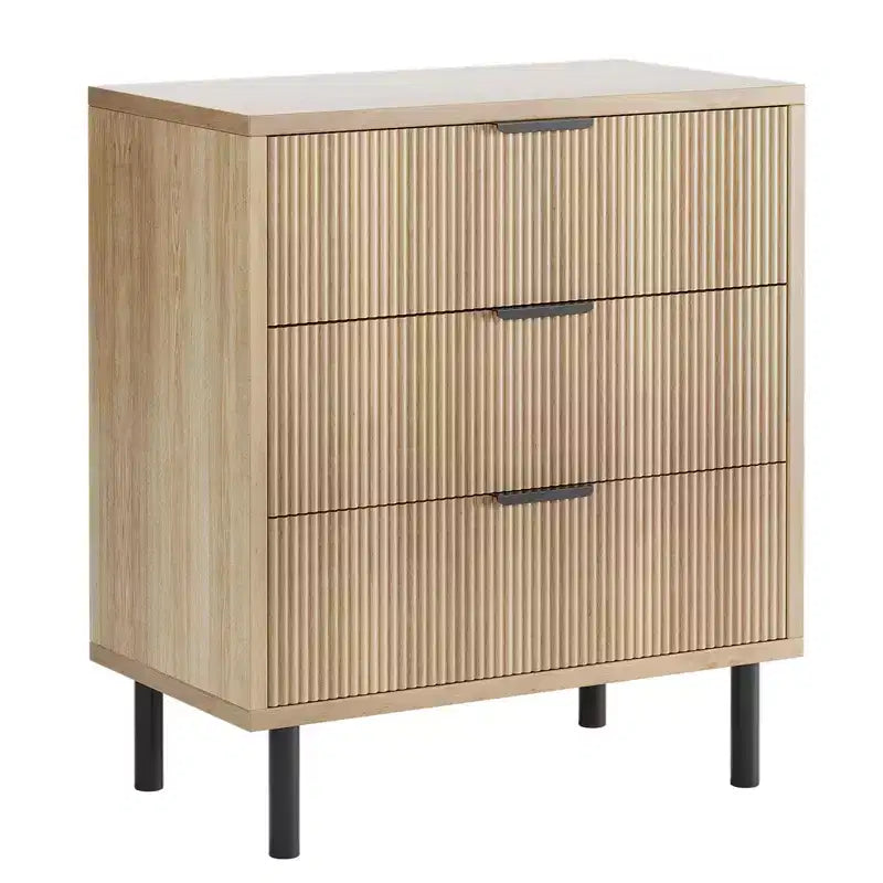 Commode cannelée à 3 tiroirs, organisateur de commode de placard de 76 cm de haut, commode en bois pour chambre à coucher, entrée, petits espaces, 2 pièces