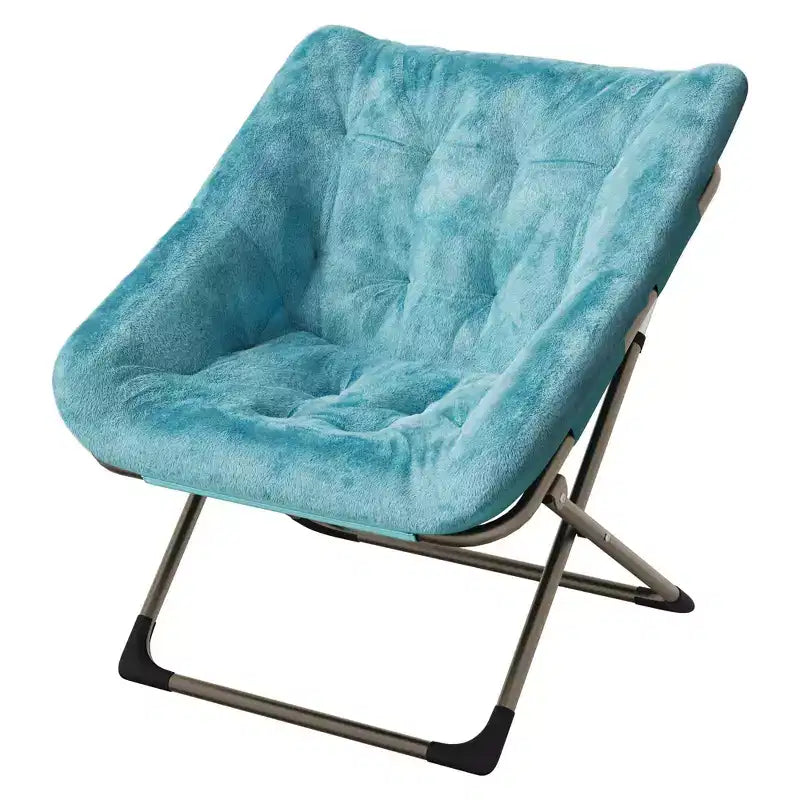 Collapsible Saucer Chair for Adults  Comfy Faux Rabbit Fur, Sturdy Gold Metal Frame  No Assembly, Ideal for Bedroom, Living Room, Dorm & Apartment