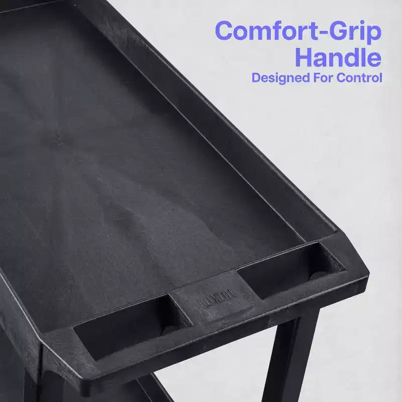 Chariot utilitaire compact à 3 étagères avec roulettes, capacité de 136 kg, 61 x 46 x 86 cm, PEHD