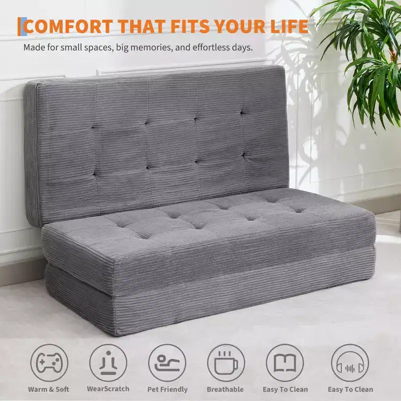 Matelas pliant trois sections 6 pouces capitonné Grand lit de sol, lit pliable avec mousse de soutien haute densité