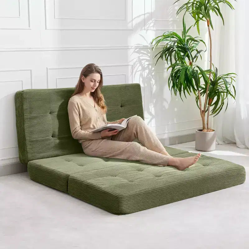 Matelas pliant trois sections 6 pouces capitonné Grand lit de sol, lit pliable avec mousse de soutien haute densité