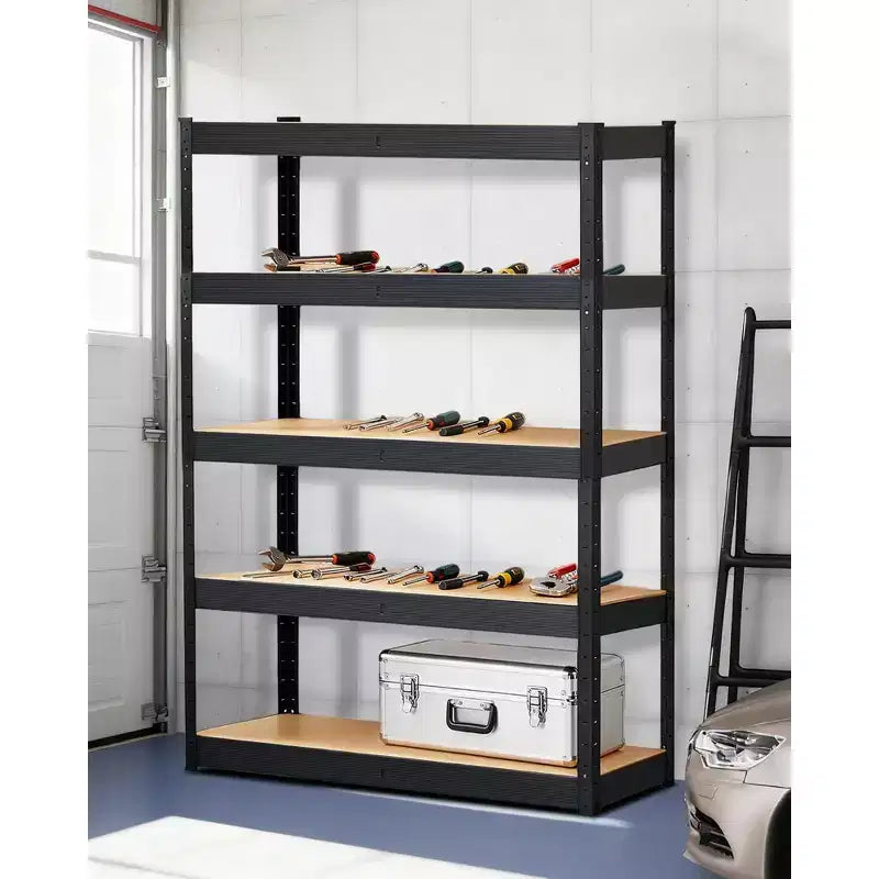 Étagère de garage 36x18x72, étagères réglables en métal robustes, rayonnage de rangement à 5 niveaux, capacité de 1134 kg, acier de qualité industrielle avec panneaux MDF