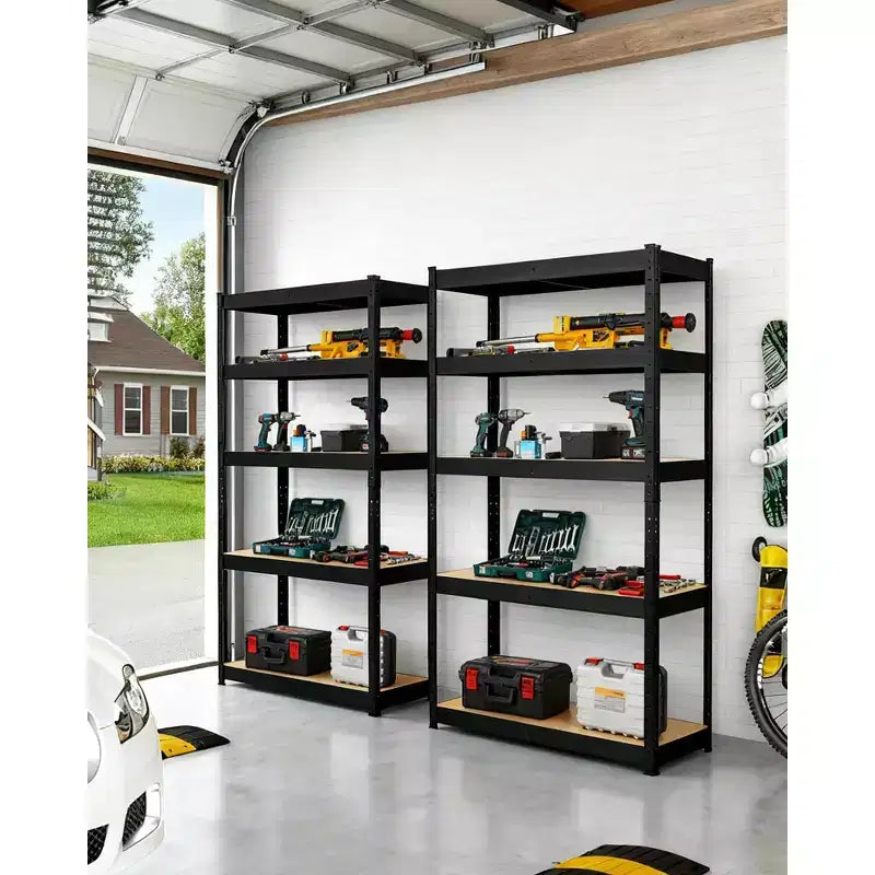 Étagère de garage 36x18x72, étagères réglables en métal robustes, rayonnage de rangement à 5 niveaux, capacité de 1134 kg, acier de qualité industrielle avec panneaux MDF