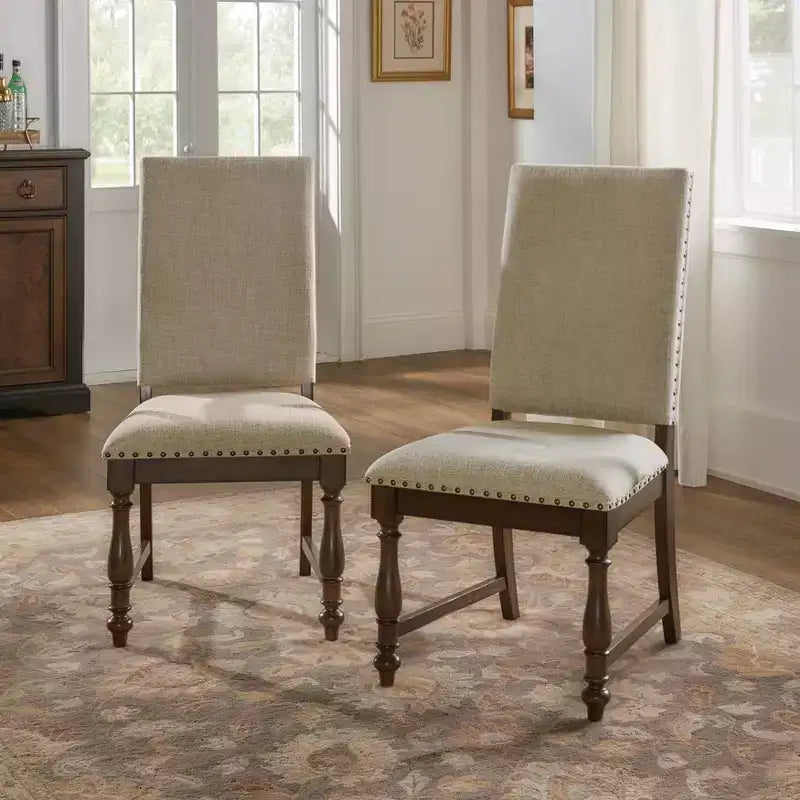 GDFStudio Weston Traditional Wood Upholstered Dining Chair with Nailhead Trim (Set of 2)