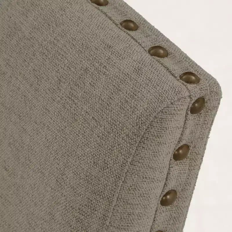 Chaises de salle à manger capitonnées traditionnelles, lot de 2, cloutées, tissu beige, 113 kg