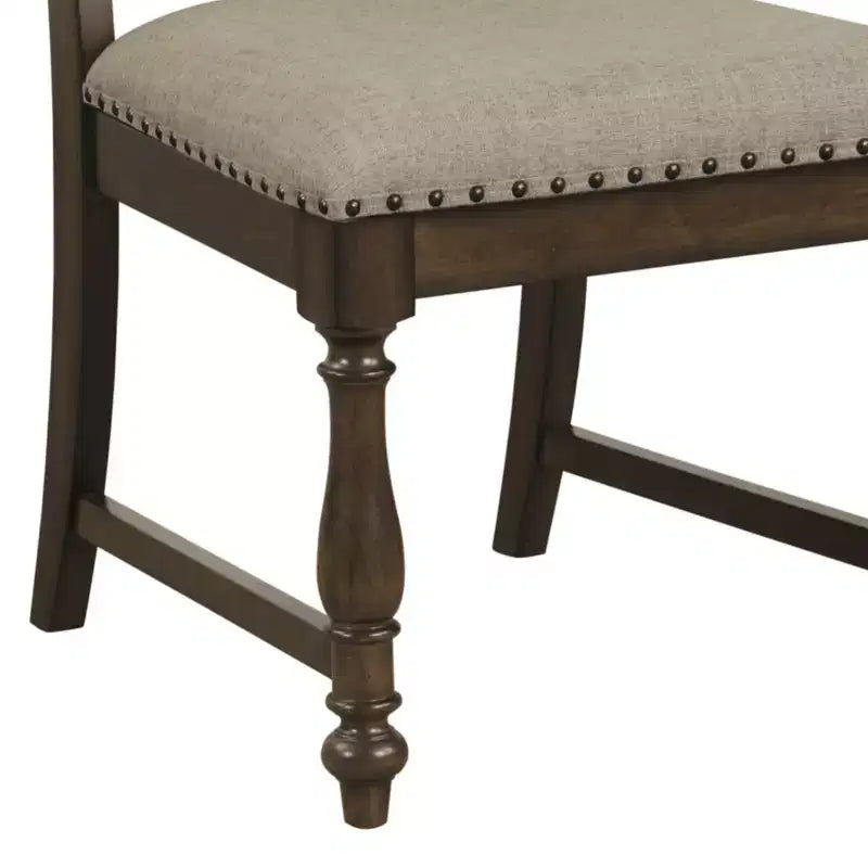 Chaises de salle à manger capitonnées traditionnelles, lot de 2, cloutées, tissu beige, 113 kg