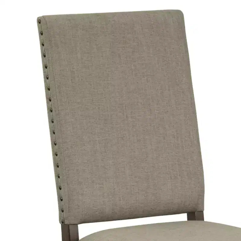 Chaises de salle à manger capitonnées traditionnelles, lot de 2, cloutées, tissu beige, 113 kg