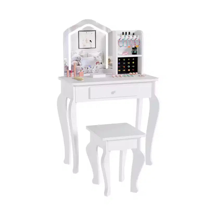 Coiffeuse pour enfants avec tabouret pour les petites filles de 3 à 8 ans - Idéale pour la chambre ou la salle de jeux