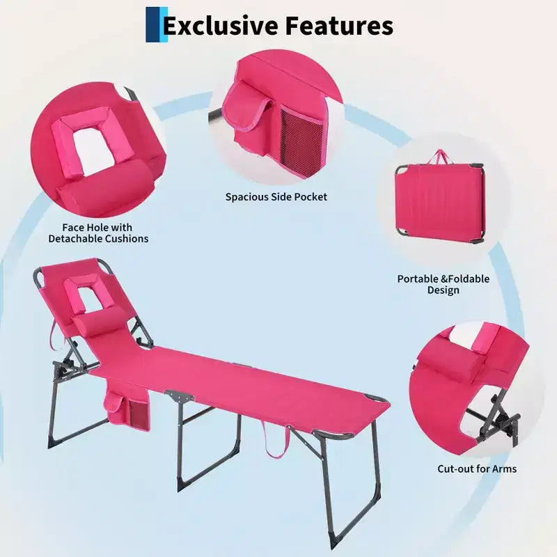 Chaise longue inclinable d'extérieur pliante à 5 positions avec dossier réglable, cadre en acier thermolaqué et tissu résistant aux intempéries pour pelouse et jardin