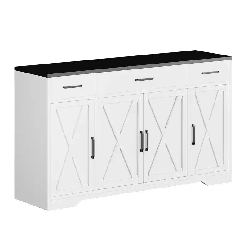 Sideboard Buffet Storage Cabinet with Drawers, 55inch Large Wood Coffee Bar with Shelves and Doors for Kitchen Dining Living Room